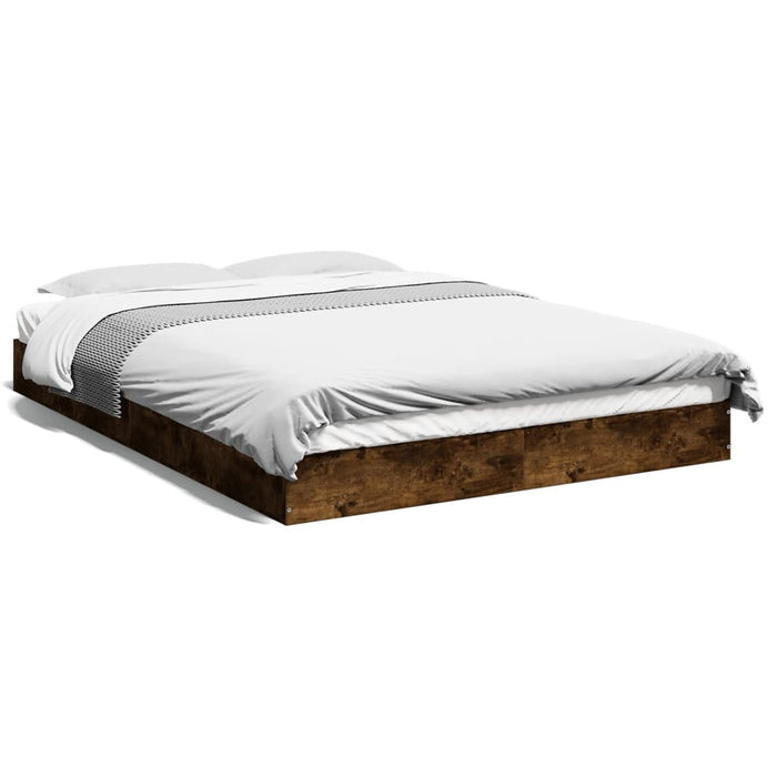 Bed Frame without Mattress Smoked Oak 120x200 cm Engineered Wood