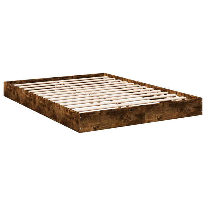 Bed Frame without Mattress Smoked Oak 120x200 cm Engineered Wood