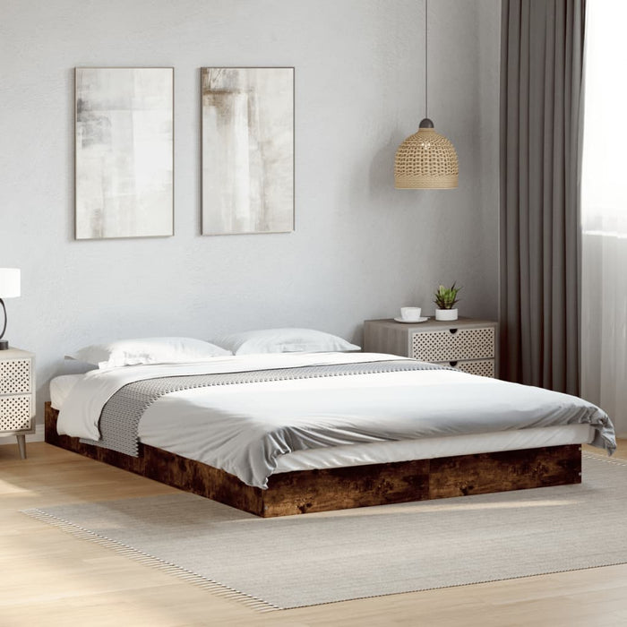 Bed Frame without Mattress Smoked Oak 120x200 cm Engineered Wood