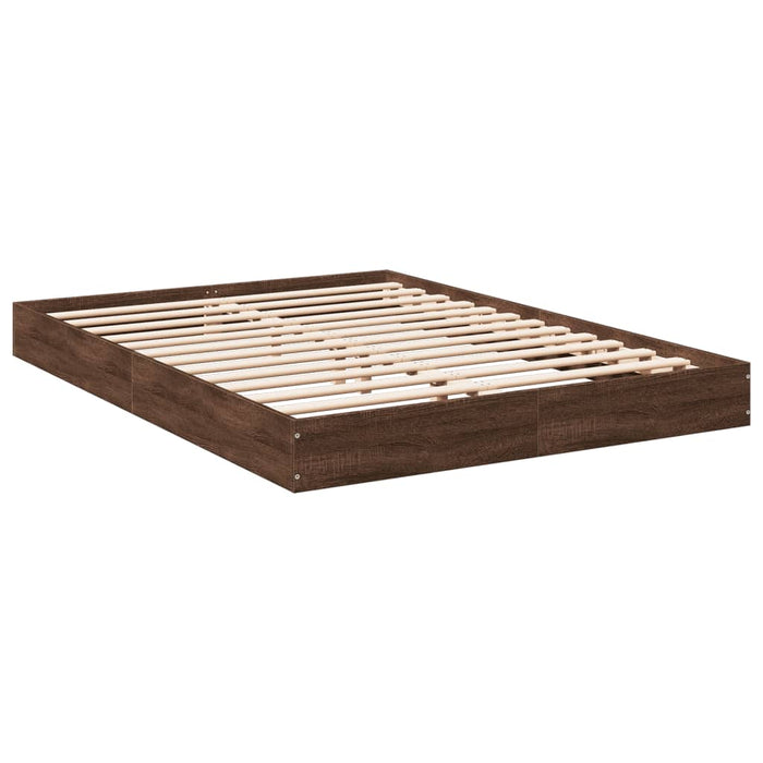 Bed Frame without Mattress Brown Oak 120x200 cm Engineered Wood