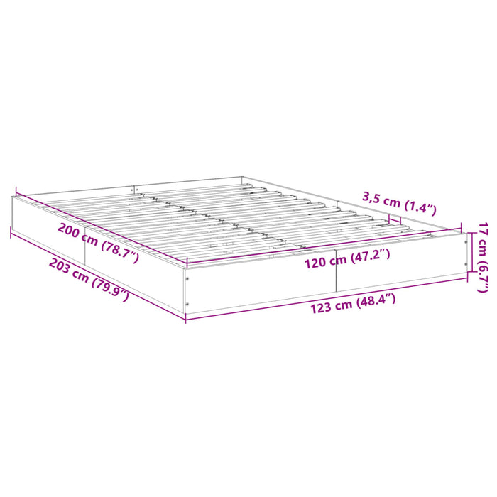 Bed Frame without Mattress Brown Oak 120x200 cm Engineered Wood