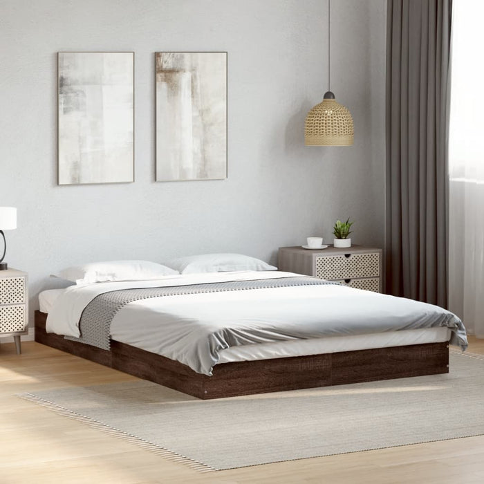 Bed Frame without Mattress Brown Oak 120x200 cm Engineered Wood