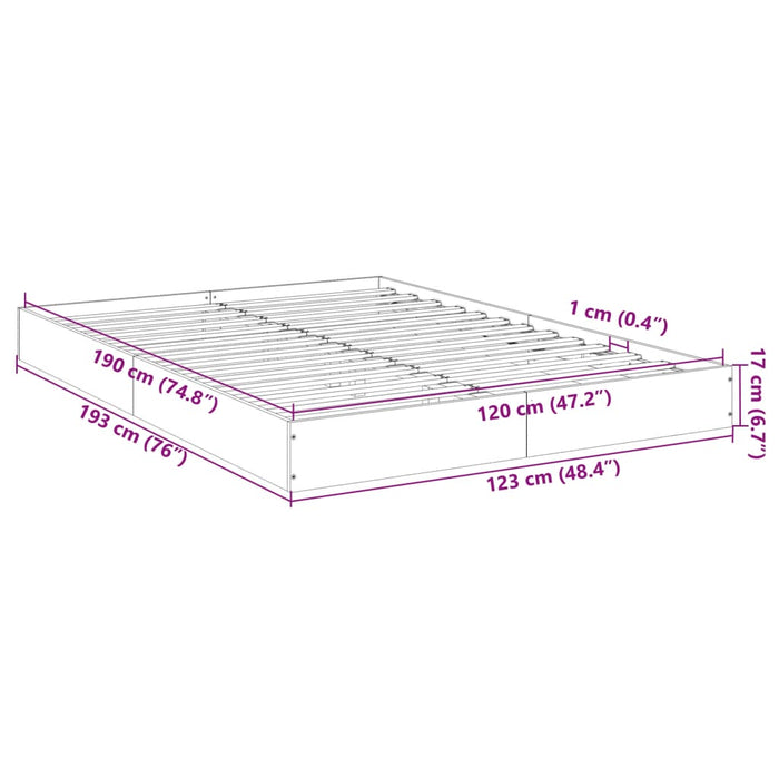 Bed Frame without Mattress Concrete Grey 120x190 cm Small Double