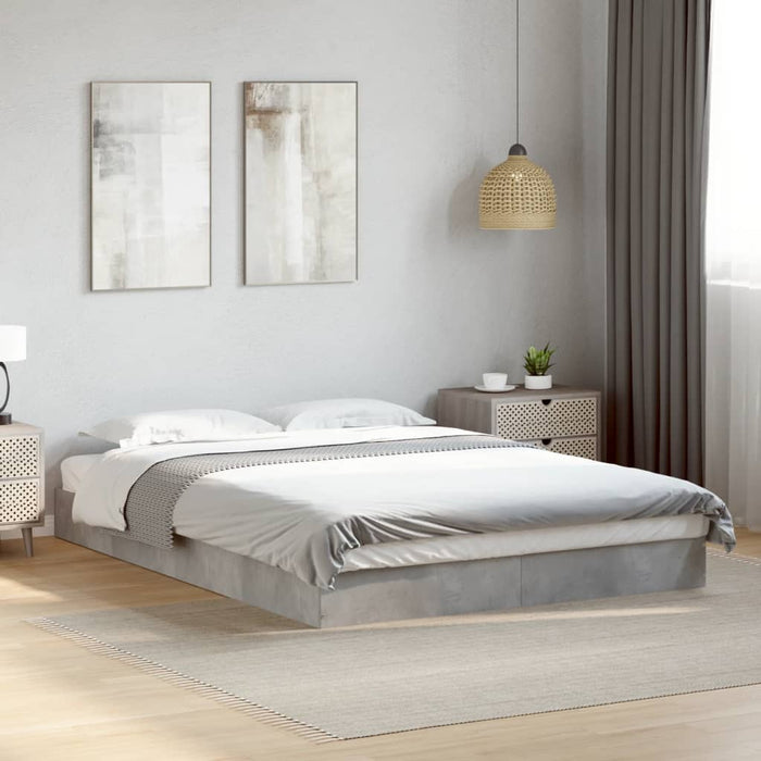 Bed Frame without Mattress Concrete Grey 120x190 cm Small Double