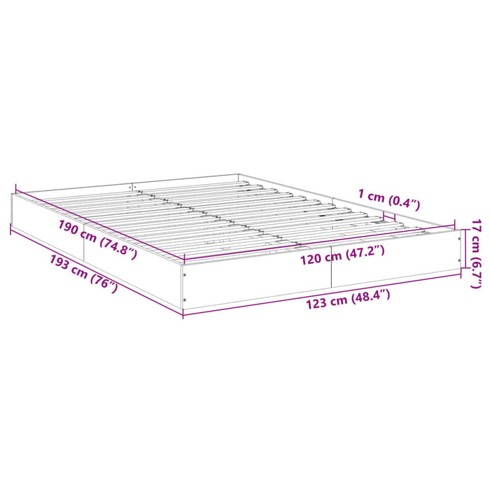 Bed Frame without Mattress Grey Sonoma 120x190 cm Small Double Engineered Wood