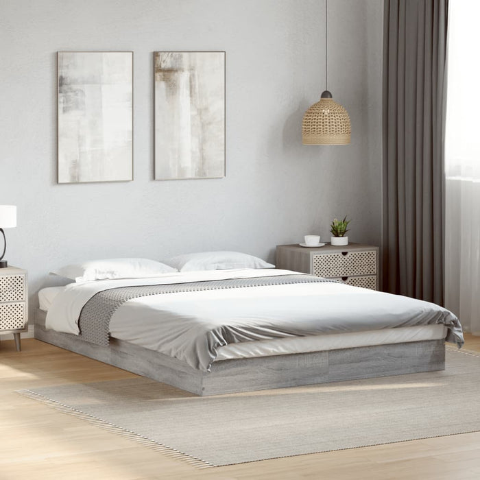 Bed Frame without Mattress Grey Sonoma 120x190 cm Small Double Engineered Wood