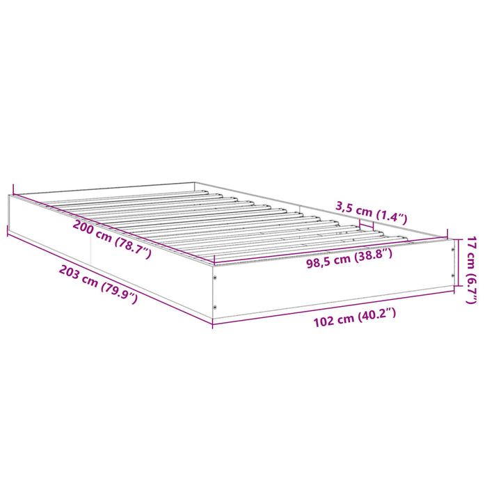 Bed Frame without Mattress Sonoma Oak 100x200 cm Engineered Wood