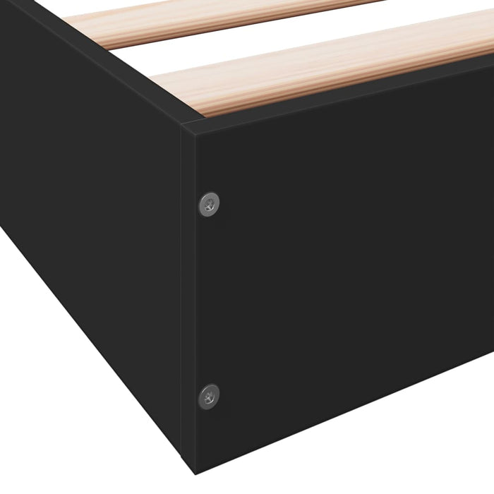 Bed Frame without Mattress Black 90x200 cm Engineered Wood