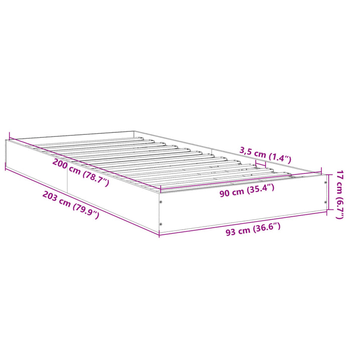 Bed Frame without Mattress Black 90x200 cm Engineered Wood