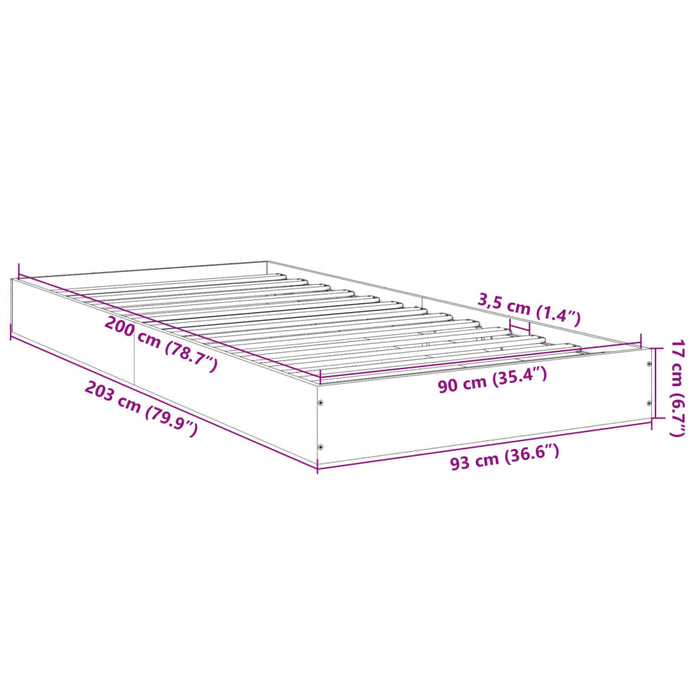 Bed Frame without Mattress Grey Sonoma 90x200 cm Engineered Wood