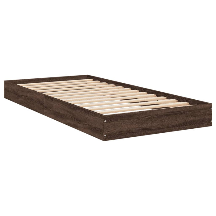 Bed Frame without Mattress Brown Oak 90x200 cm Engineered Wood