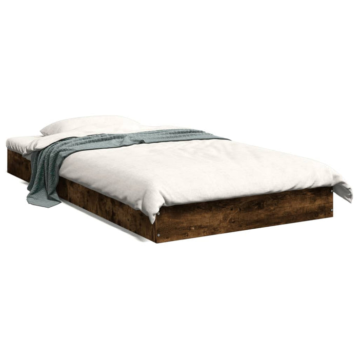 Bed Frame without Mattress Smoked Oak 90x190 cm Single Engineered Wood