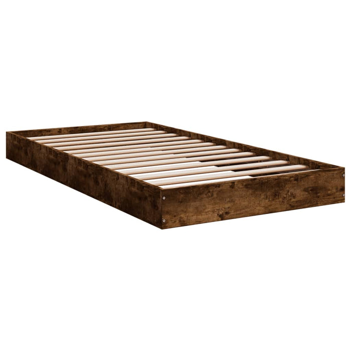 Bed Frame without Mattress Smoked Oak 90x190 cm Single Engineered Wood