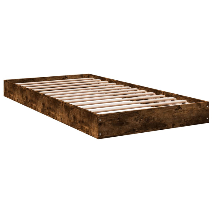 Bed Frame without Mattress Smoked Oak 90x190 cm Single Engineered Wood