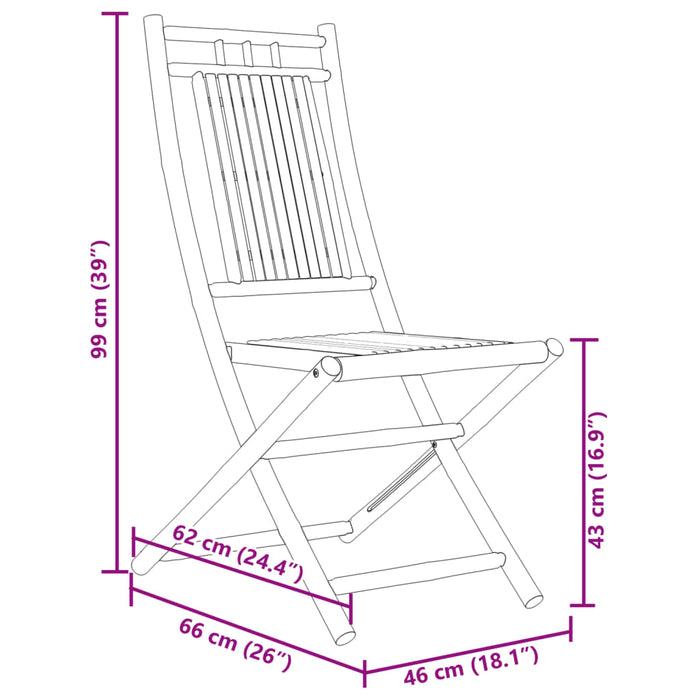 Scaune Pliante Gradina 6 buc 46x66x99 cm Bambus