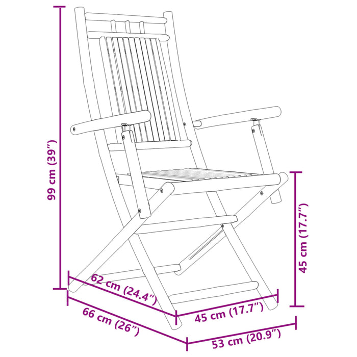 Scaune Pliante Gradina 4 buc 53x66x99 cm Bambus