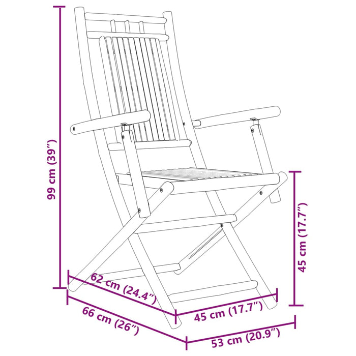 Scaune Pliante Gradina 8 buc 53x66x99 cm Bambus