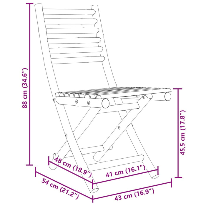 Scaune Pliante Gradina 4 buc 43x54x88 cm Bambus