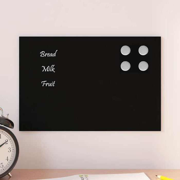 Wall-mounted Magnetic Board Black 30x20 cm Tempered Glass