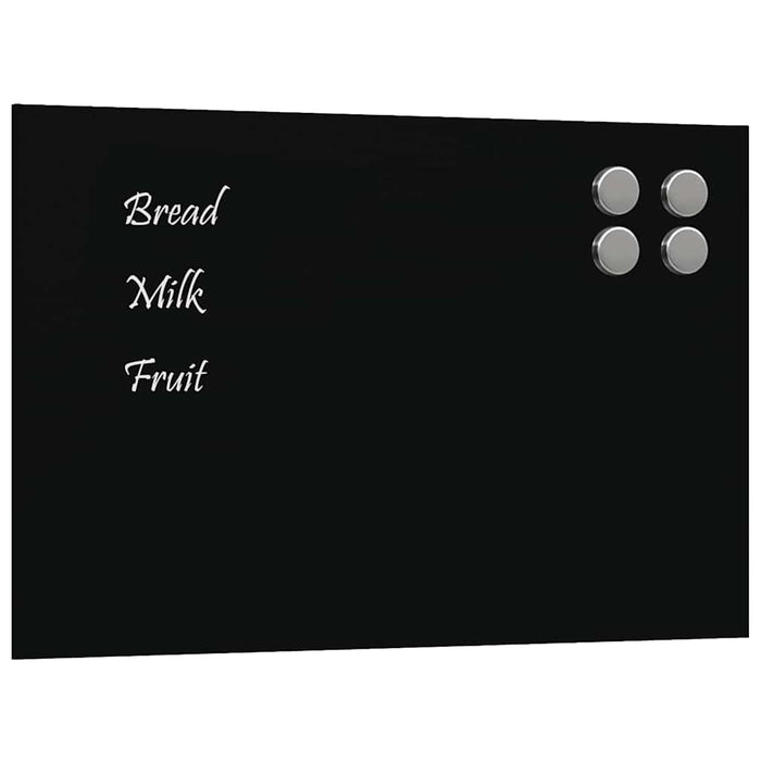 Wall-mounted Magnetic Board Black 40x30 cm Tempered Glass