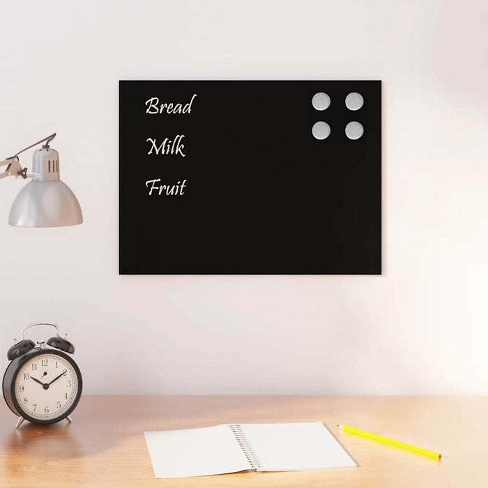 Wall-mounted Magnetic Board Black 40x30 cm Tempered Glass