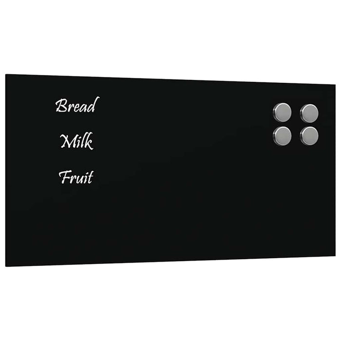 Wall-mounted Magnetic Board Black 40x20 cm Tempered Glass