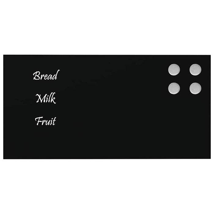 Wall-mounted Magnetic Board Black 40x20 cm Tempered Glass