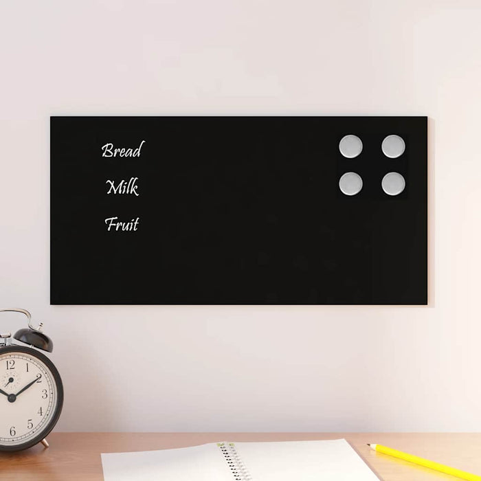 Wall-mounted Magnetic Board Black 40x20 cm Tempered Glass