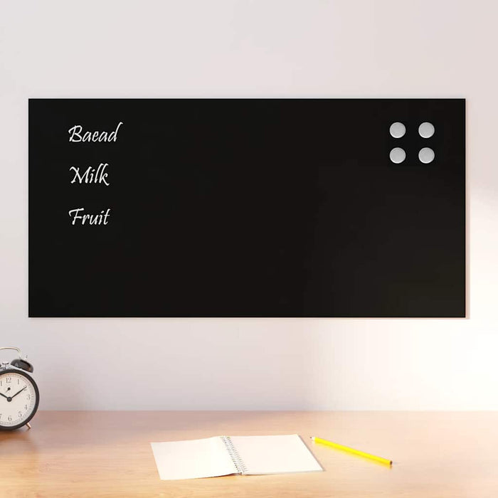 Wall-mounted Magnetic Board Black 80x40 cm Tempered Glass