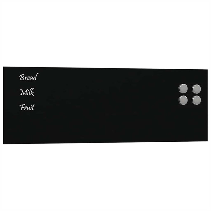 Wall-mounted Magnetic Board Black 60x20 cm Tempered Glass