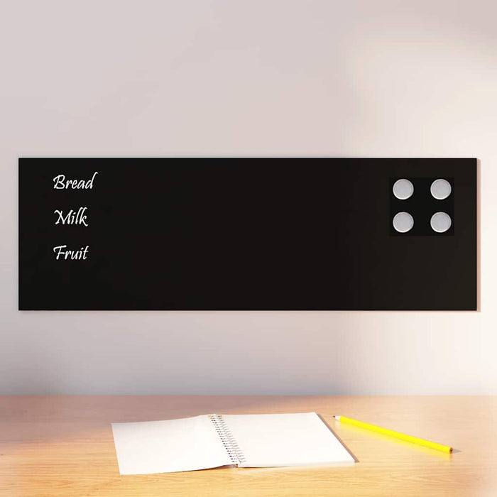 Wall-mounted Magnetic Board Black 60x20 cm Tempered Glass