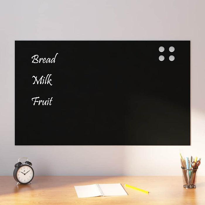 Wall-mounted Magnetic Board Black 100x60 cm Tempered Glass