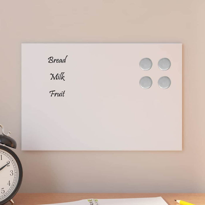 Wall-mounted Magnetic Board White 30x20 cm Tempered Glass