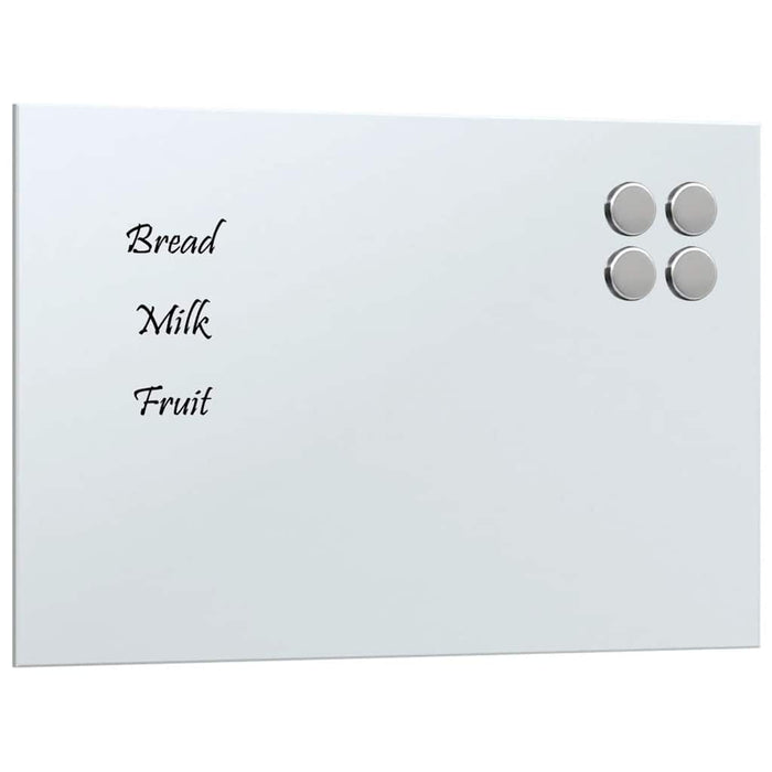 Wall-mounted Magnetic Board White 40x30 cm Tempered Glass