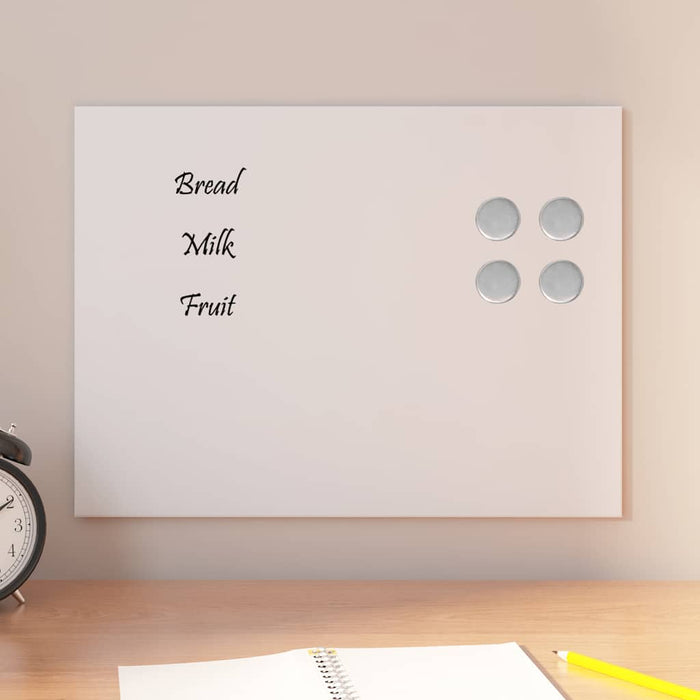 Wall-mounted Magnetic Board White 40x30 cm Tempered Glass