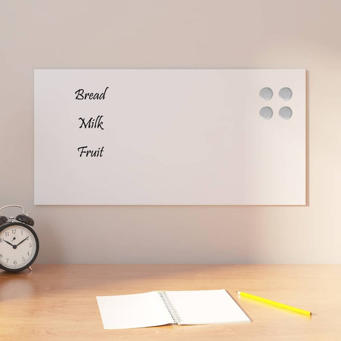 Wall-mounted Magnetic Board White 60x30 cm Tempered Glass