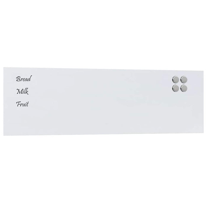 Wall-mounted Magnetic Board White 100x30 cm Tempered Glass