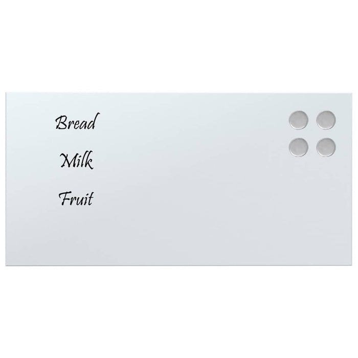 Wall-mounted Magnetic Board White 40x20 cm Tempered Glass