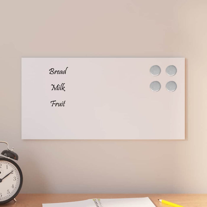 Wall-mounted Magnetic Board White 40x20 cm Tempered Glass