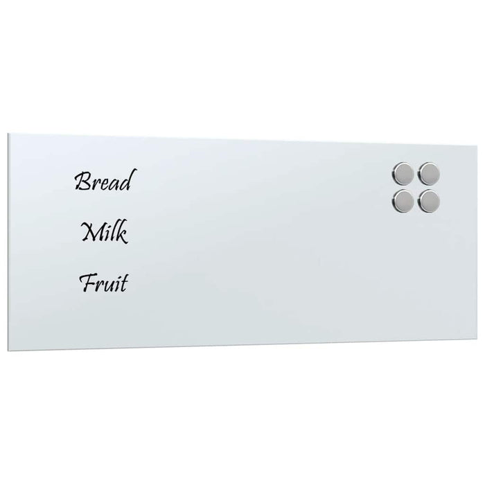 Wall-mounted Magnetic Board White 50x20 cm Tempered Glass