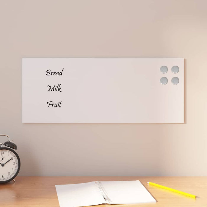 Wall-mounted Magnetic Board White 50x20 cm Tempered Glass