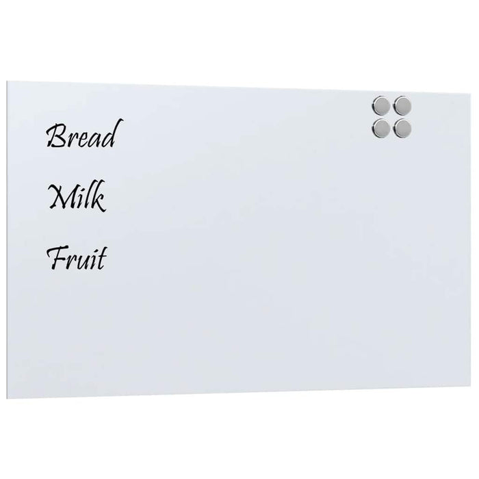 Wall-mounted Magnetic Board White 100x60 cm Tempered Glass