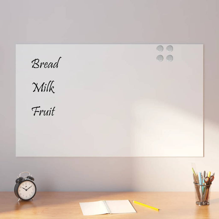 Wall-mounted Magnetic Board White 100x60 cm Tempered Glass