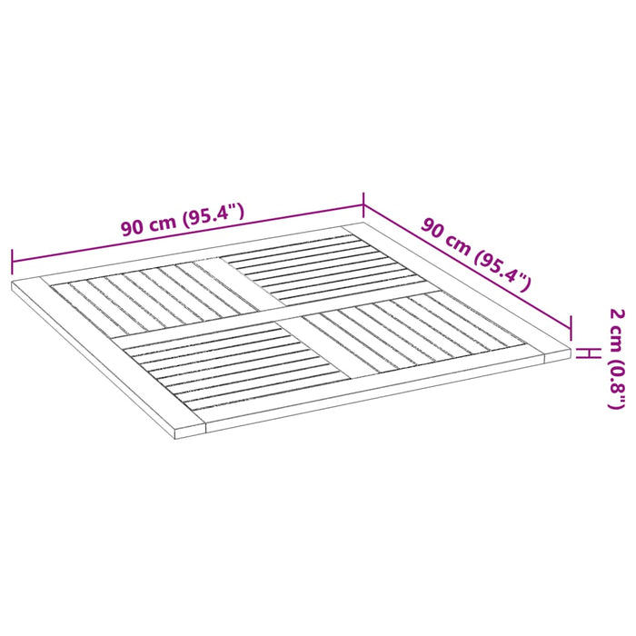 Плот за маса 90x90x2,2 см квадратна масивна акация