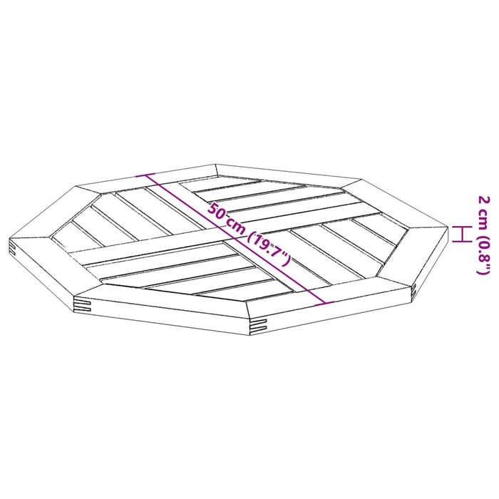 Table Top 50x50x2 cm Octagonal Solid Wood Acacia