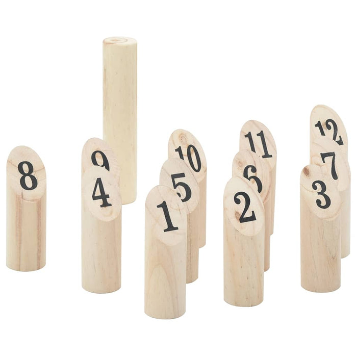 13 Piece Number Kubb Game Set with Carrying Bag Solid Pine Wood