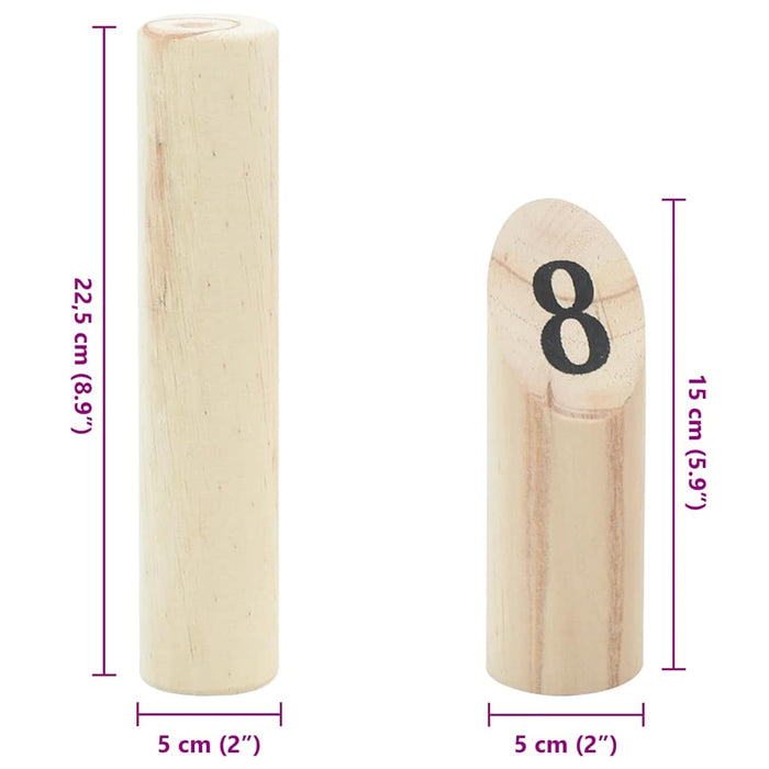 13 Piece Number Kubb Game Set with Carrying Bag Solid Pine Wood