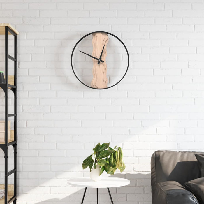 Wall Clock Brown Ø35 cm Iron and Oak Wood