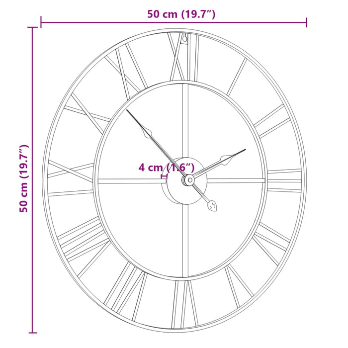 Wall Clock Black Ø50 cm Iron