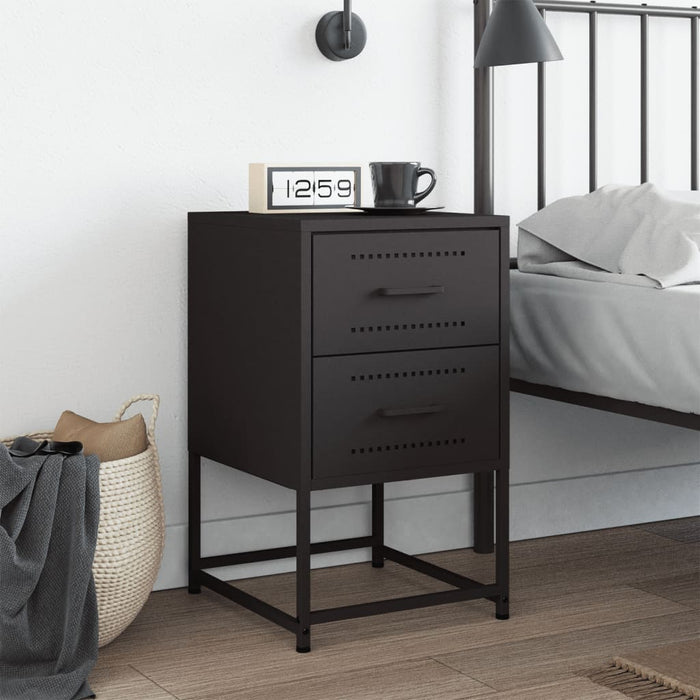 Bedside Cabinet Black 36x39x60.5 cm Steel